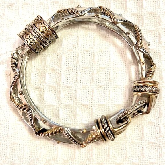 Ornate Two-Tone Bracelet Gold & Silver Rope,Gorgeous Magnetic-Clasp Elegant. - Picture 4 of 8